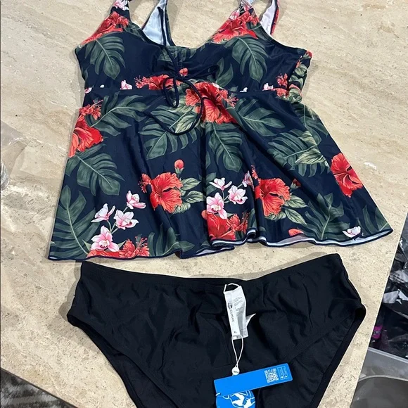 Womens Tankini Swimsuits Two piece Tummy Control Bathing Suit Modest NWOT XL - Picture 2 of 2
